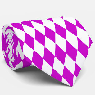 Corbata Diseño de cuadros de diamantes de arlequín blanco 
