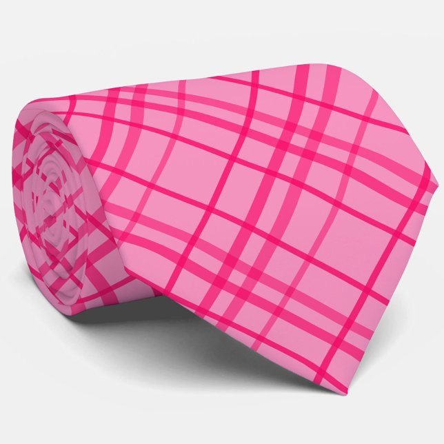 Corbata Diseño de cuadros de línea de cuadrícula rosa sobr (Subido por el creador)