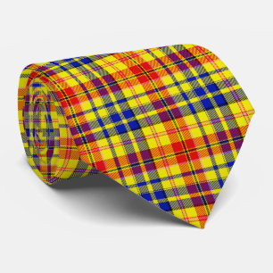 Corbata Diseño de cuadros escoceses amarillo rojo azul