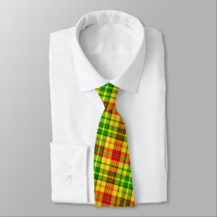Corbata Diseño de cuadros escoceses amarillo rojo verde