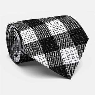 Corbata Diseño de cuadros escoceses atrevidos en blanco y