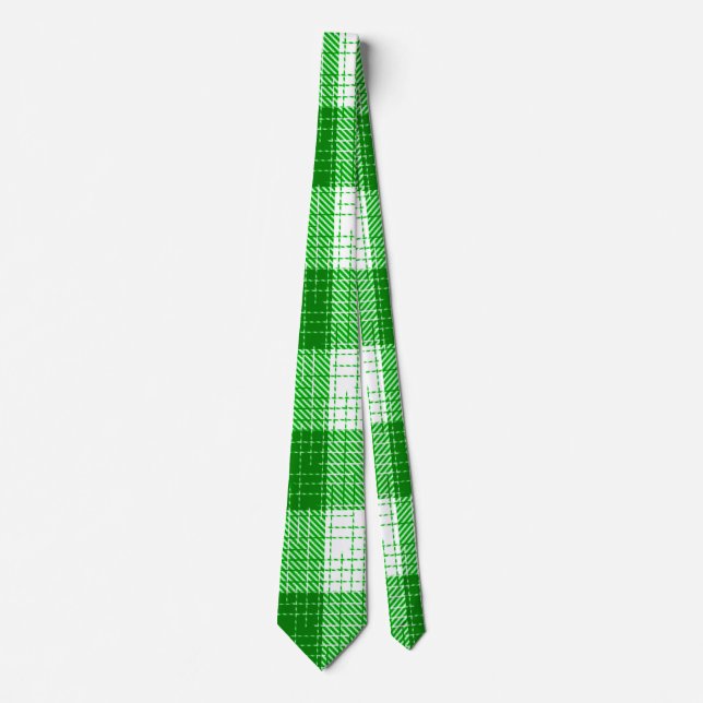 Corbata Diseño de cuadros escoceses audaces verdes y blanc (Anverso)