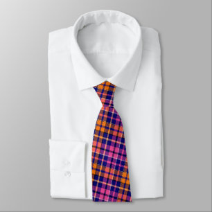 Corbata Diseño de cuadros escoceses azul marino rosa naran