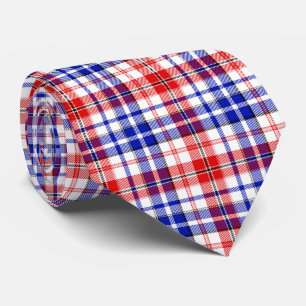 Corbata Diseño de cuadros escoceses blanco rojo azul