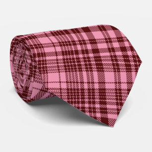Corbata Diseño de cuadros escoceses de borgoña y rosa