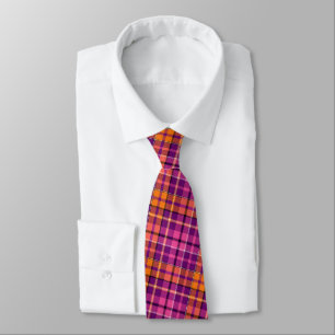 Corbata Diseño de cuadros escoceses naranja rosa púrpura