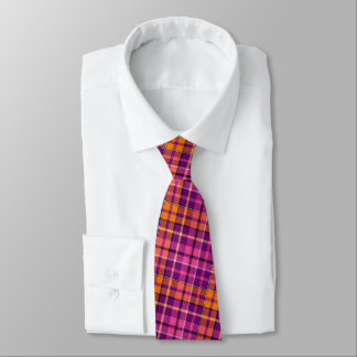 Corbata Diseño de cuadros escoceses naranja rosa púrpura