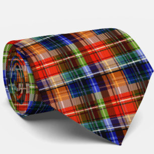 Corbata Diseño de Cuadros Escoceses Rojo Azul Verde Amaril
