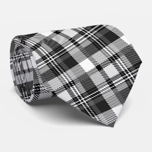 Corbata Diseño de cuadros Madras en gris negro y blanco