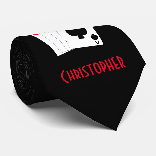 Corbata Diseño De Cuatro Ases De Cuello (Enrollado)