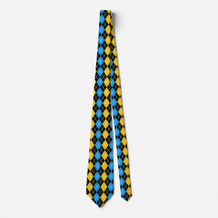 Corbata Diseño de diamante argyle azul amarillo negro