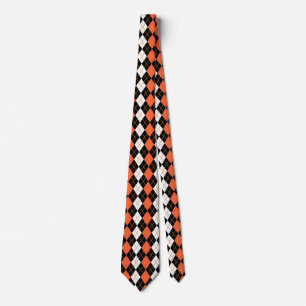 Corbata Diseño de diamante de argelia blanco negro naranja