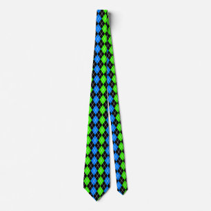 Corbata Diseño de Diamante de Color Negro Verde Azul
