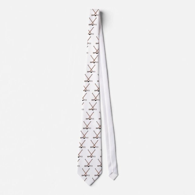 Corbata diseño de disco y palos de hockey (Anverso)