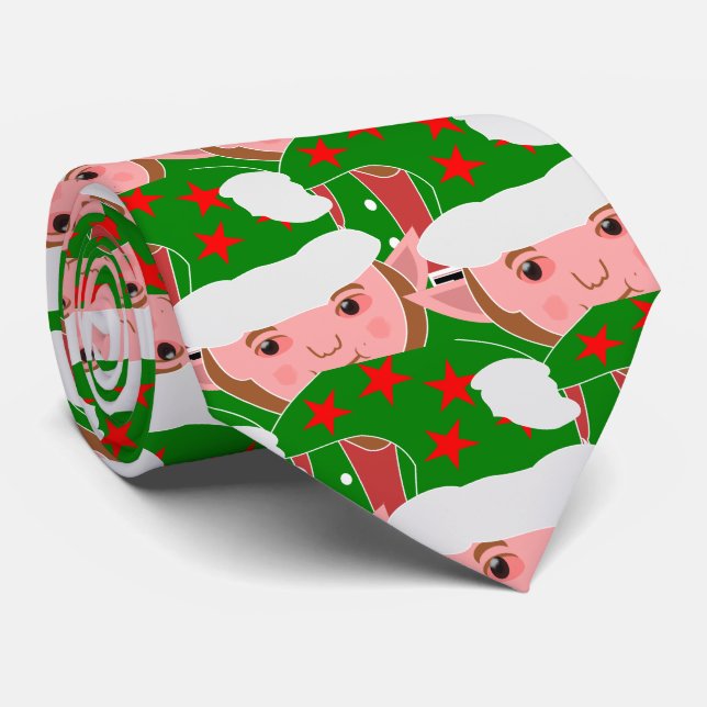 Corbata Diseño de duende de Navidad (Enrollado)