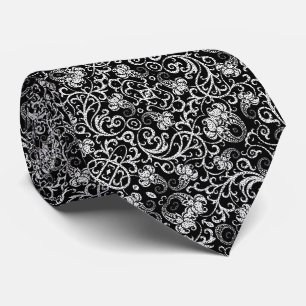 Corbata Diseño de flores dálmata negro lindo