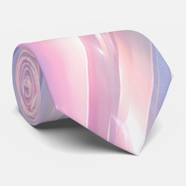 Corbata Diseño de flujo abstracto holográfico pastel (Enrollado)
