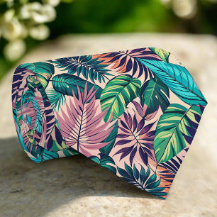 Corbata Diseño de follaje de selva tropical
