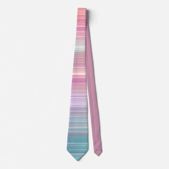 Corbata Diseño de franja de gradiente rosa azul pastel ele (Anverso)