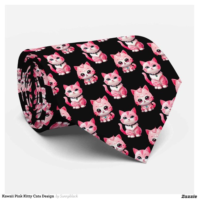 Corbata Diseño de gatos kawaii rosados (Subido por el creador)
