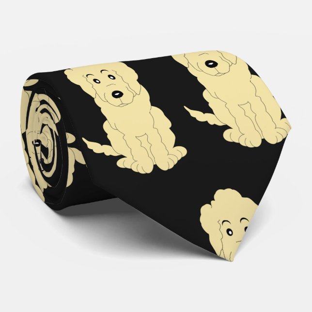 Corbata Diseño de Goldendoodle Amarillo sobre fondo de cua (Enrollado)