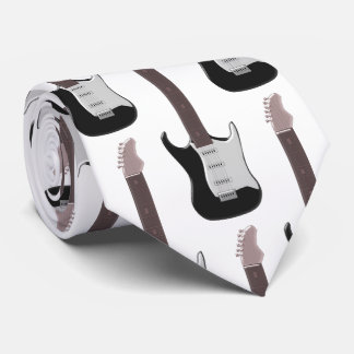 Corbata Diseño de guitarra eléctrica negra