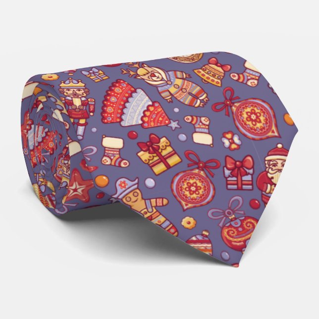 Corbata Diseño de iconos navidades con Nutcracker Santa (Enrollado)
