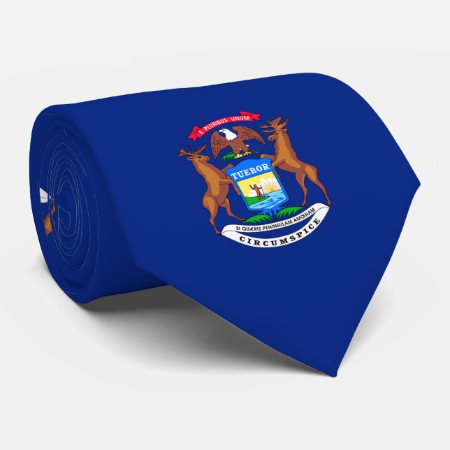Corbata Diseño de la bandera del estado de Michigan (Enrollado)