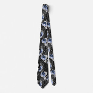 Corbata Diseño de la serie de cráneos florales azules 1