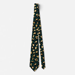 Corbata Diseño de la serie Leopardo Teal y Gold 1