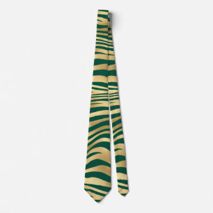 Corbata Diseño de la serie Safari Esmeralda y Oro 4