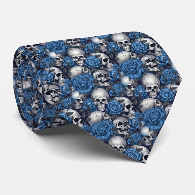 Corbata Diseño de la serie Skull y Rosas 12 (Enrollado)