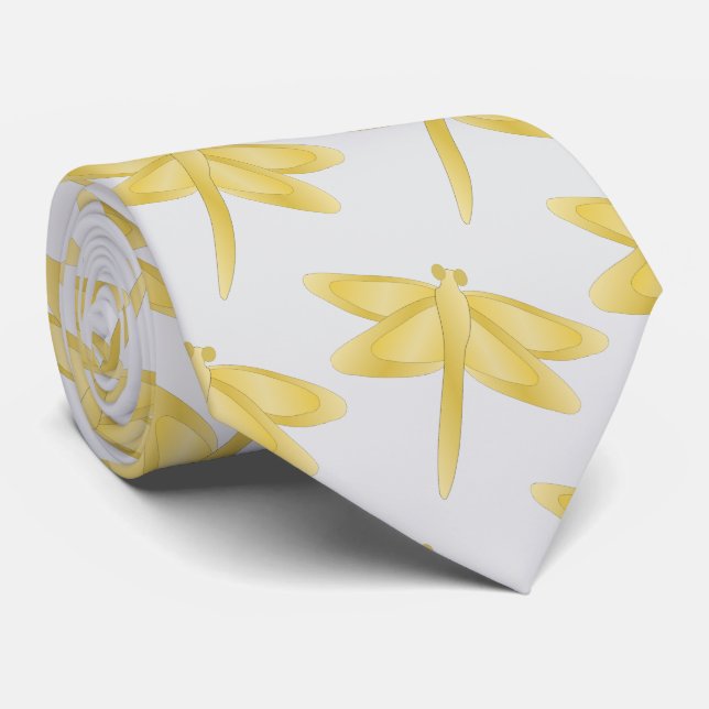 Corbata Diseño de libélula dorada (Enrollado)