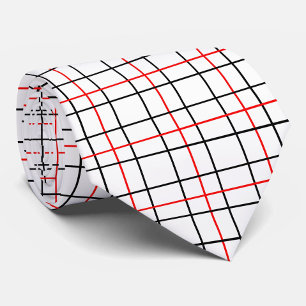Corbata Diseño de líneas de cuadrícula negras rojas