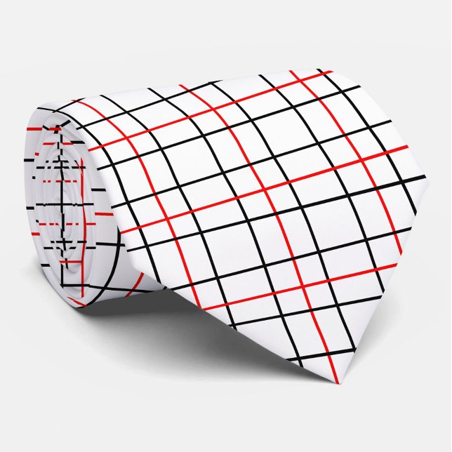 Corbata Diseño de líneas de cuadrícula negras rojas (Subido por el creador)