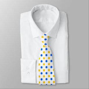 Corbata Diseño de lunares blancos azules y amarillos