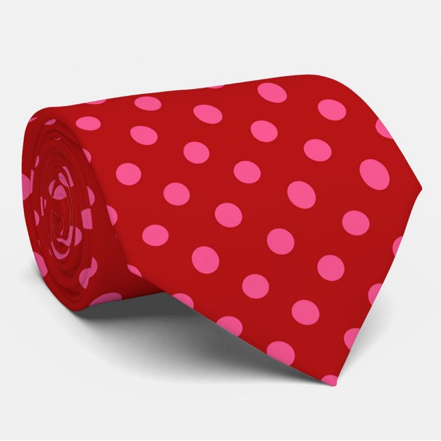 Corbata Diseño de lunares rojos granate rosados (Subido por el creador)