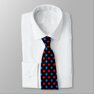 Corbata Diseño de lunares rojos y azules negros