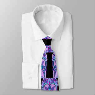 Corbata Diseño de Mandala de Carnaval, moradas en negro
