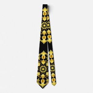 Corbata Diseño de Mandala Dorado con Patrones Simétricos