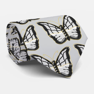 Corbata Diseño de Mariposa Blanca