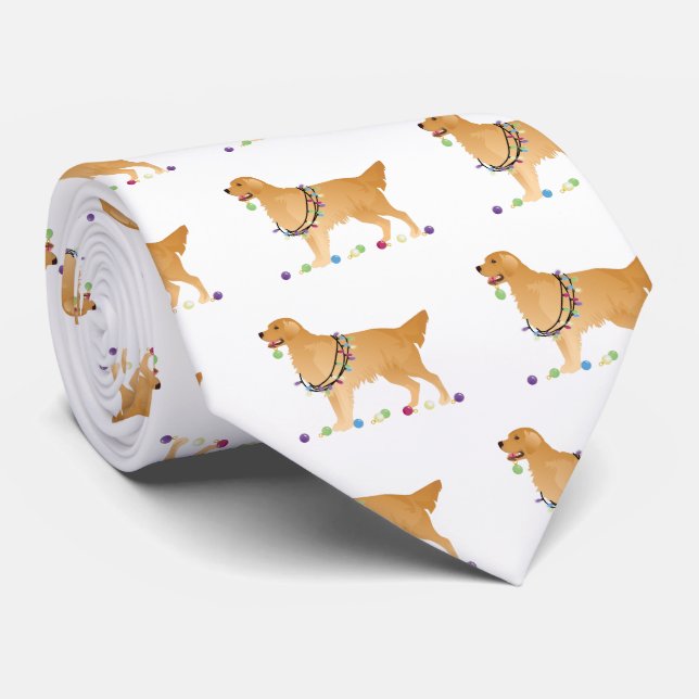 Corbata Diseño de Navidades de Golden Retriever (Enrollado)