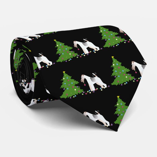 Corbata Diseño de Navidades de Silhouette de Fox Terrier (Enrollado)