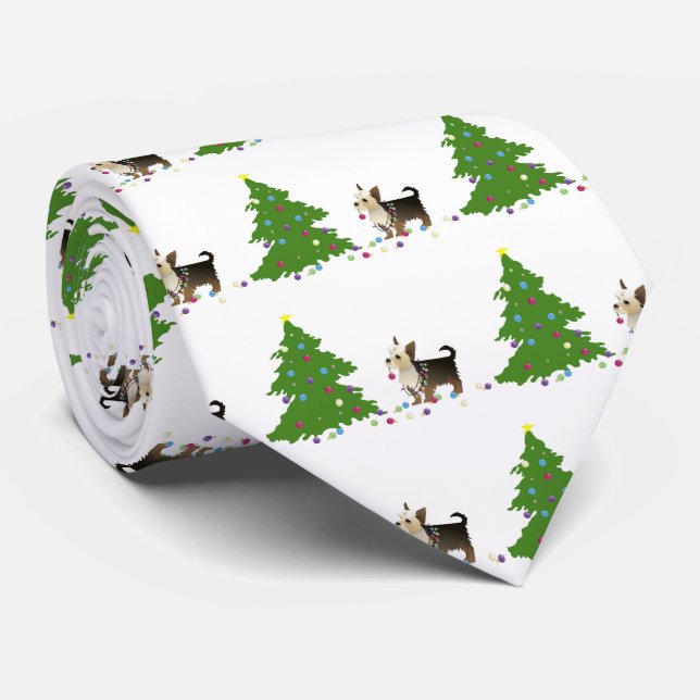 Corbata Diseño de Navidades Yorkie (Enrollado)