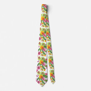 Corbata Diseño de orquídeas en acuarela 18