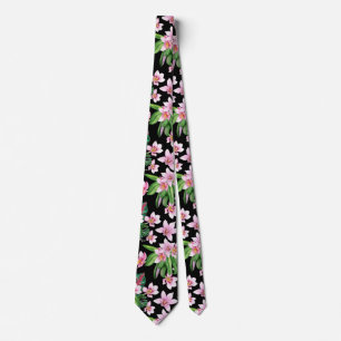 Corbata Diseño de orquídeas en acuarela 27  