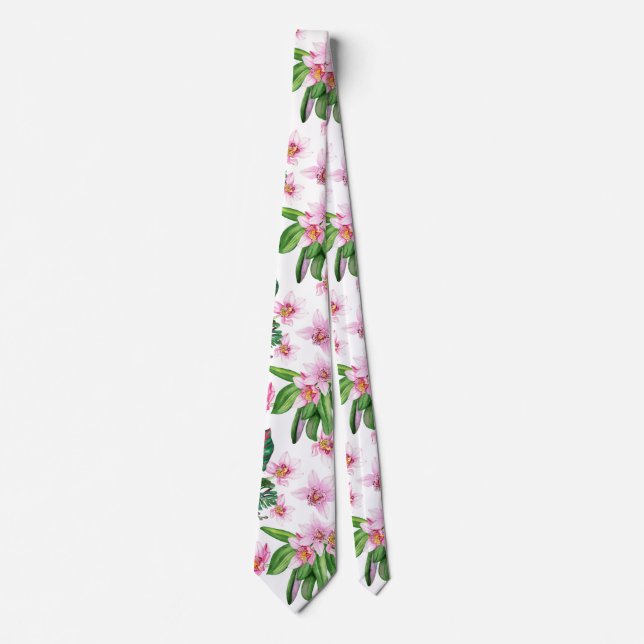 Corbata Diseño de orquídeas en acuarela 30  (Anverso)