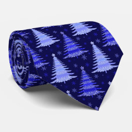 Corbata Diseño de patrón azul de árbol de Navidad