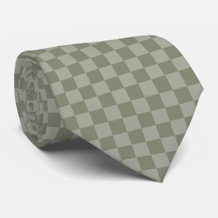 Corbata Diseño de patrón cuadriculado verde oliva y gris