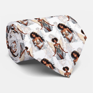 Corbata Diseño de patrón de ángeles hermosa niña negra